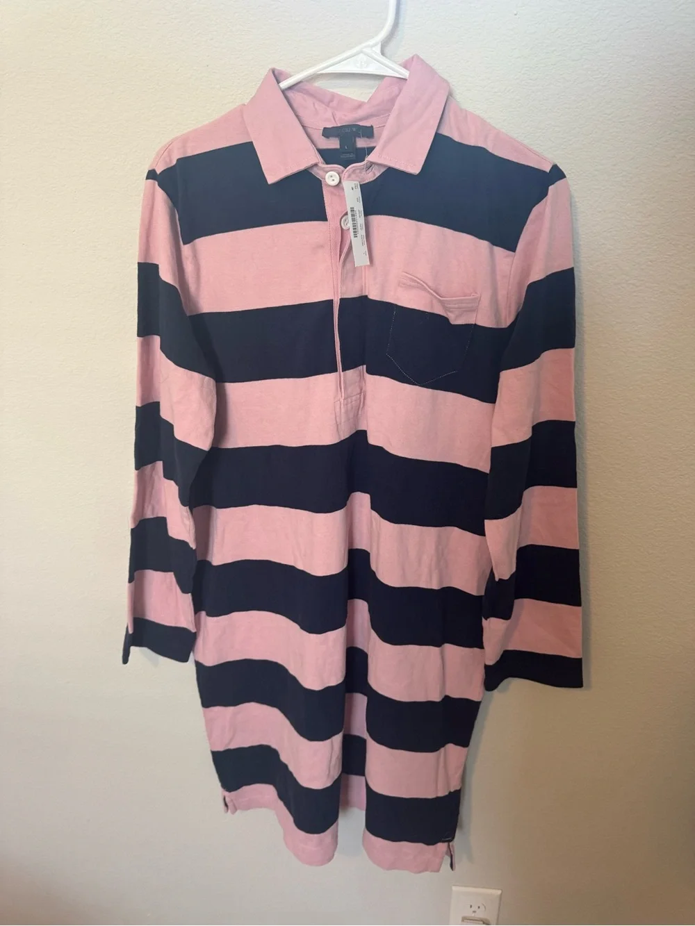 J. Crew Pink and Navy Wide-Stripe Rugby Dress